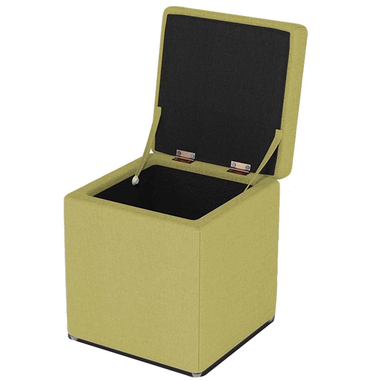 Tabouret de rangement vert 30x30x35 cm en lin pour salon