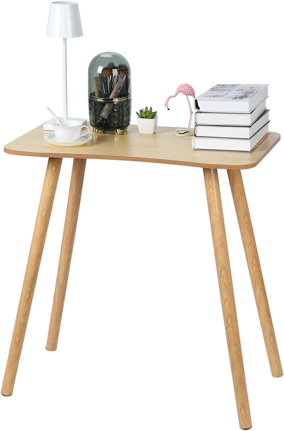 Small Dinner Table, 27.5×15.7×28.7 Inch Square Kitchen Tables with 4 Solid Wood Legs, Mid Century Modern Student Writing Computer Table for Dining Room Living Room Office Small Spaces