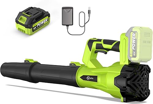 Leaf Blower Cordless with 4.0Ah Battery and Charger, 420CFM Electric Blower with 6-Speed, 21V Lightweight Handheld for Lawn Yard Patio Leaves Dust Snow
