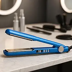 Chapinha Profissional Íon Digital Bivolt Automático | Placas de Cerâmica 1,25″ com LED Ajustável – Alisamento Rápido, Sem Frizz & Brilho Intenso – Azul Premium