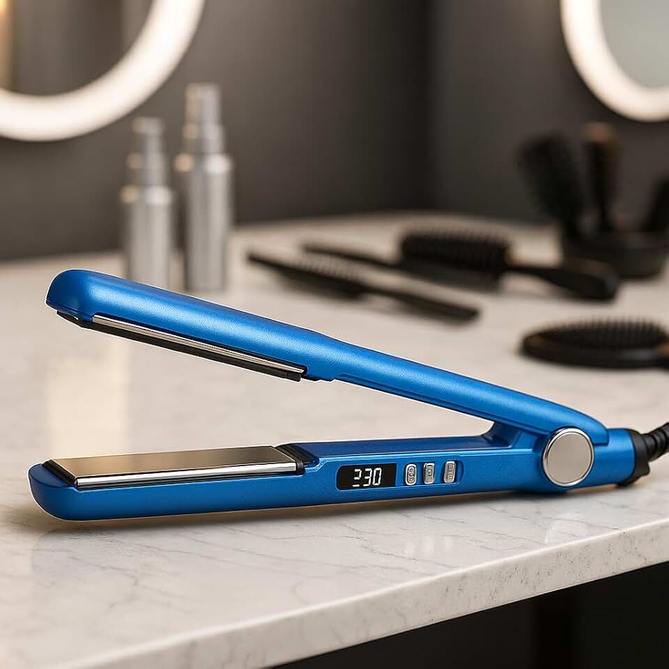 Chapinha Profissional Íon Digital Bivolt Automático | Placas de Cerâmica 1,25″ com LED Ajustável – Alisamento Rápido, Sem Frizz & Brilho Intenso – Azul Premium