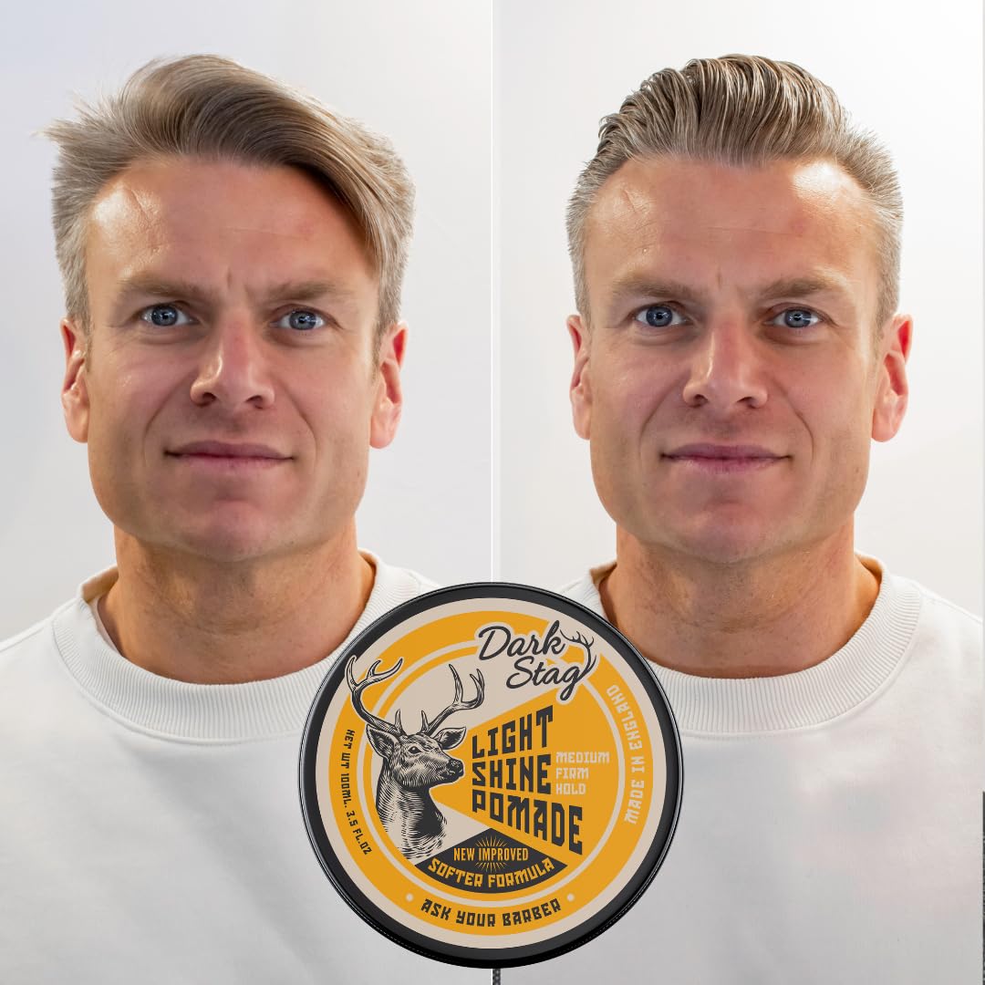 Dark Stag Light Shine Pomade, prodotto professionale per lo styling dei capelli per uomo, a base d'acqua per un facile lavaggio, tenuta mediamente ferma 100 ml / 3,5 once