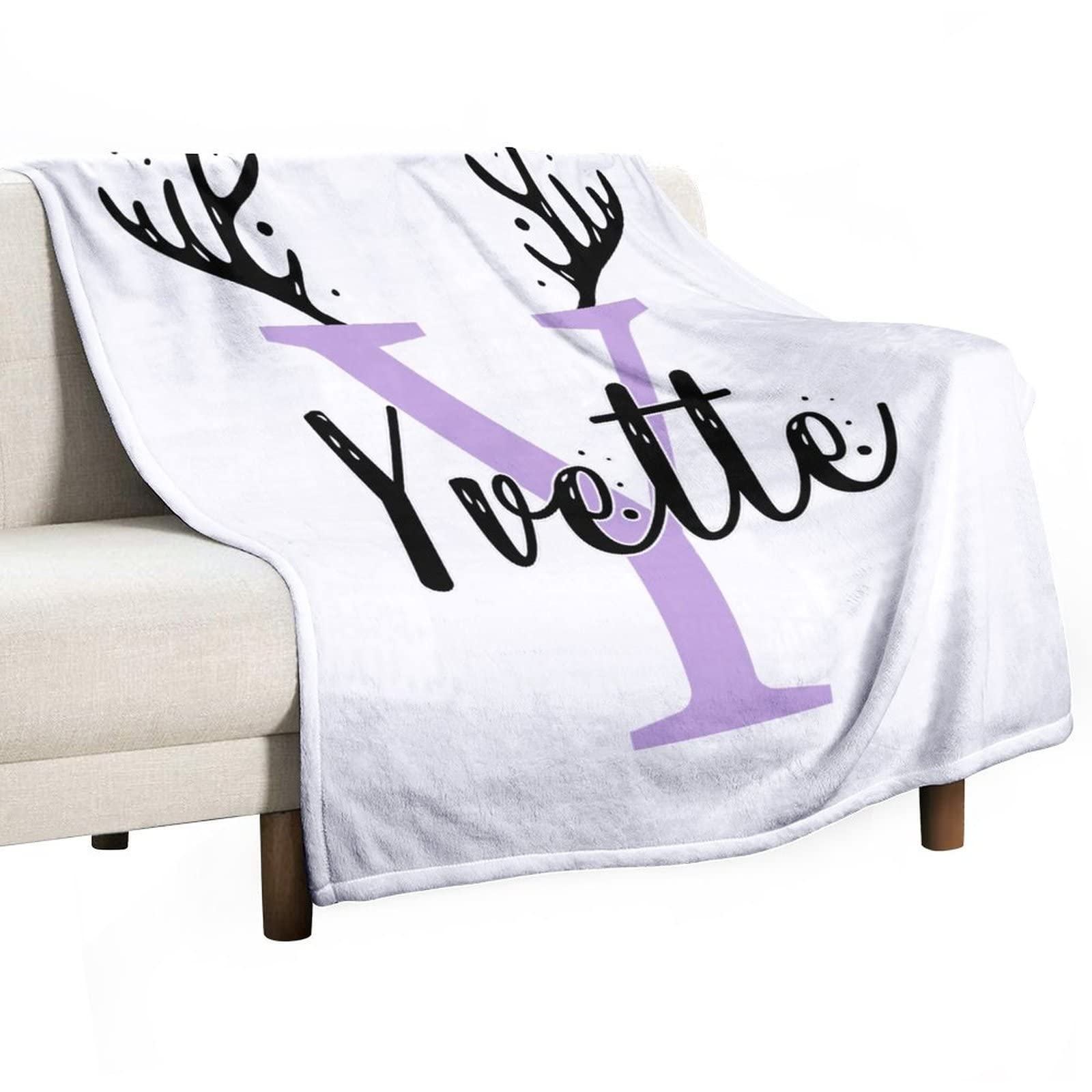 Couverture personnalisée nom et initiale Y cadeau de Noël en flanelle