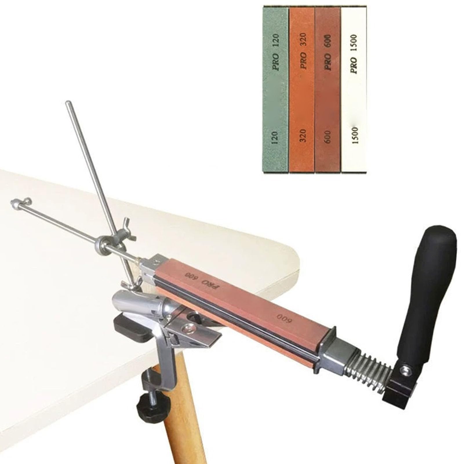 Kit Affilatore Ad Angolo Fisso Clip Regolabile Pratico di Affilatura Utensili per Cucina e Piccoli Utensili Lega di Alluminio 4 Pietre