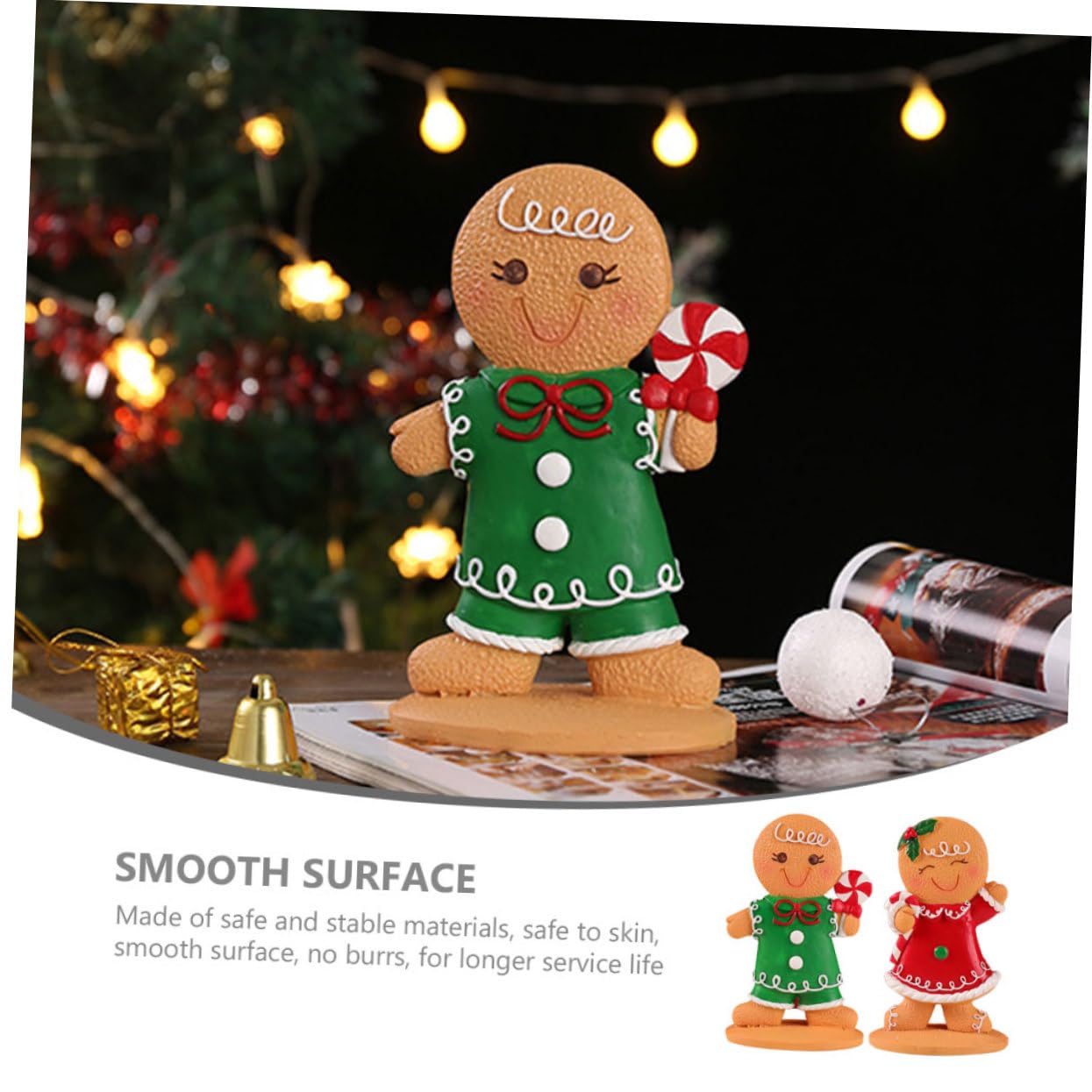 2piezas Adorno De Mesa De Jengibre Navideño Centro De Mesa De Navidad Decoración De Gingerbread para Celebraciones Festivas y Infantiles