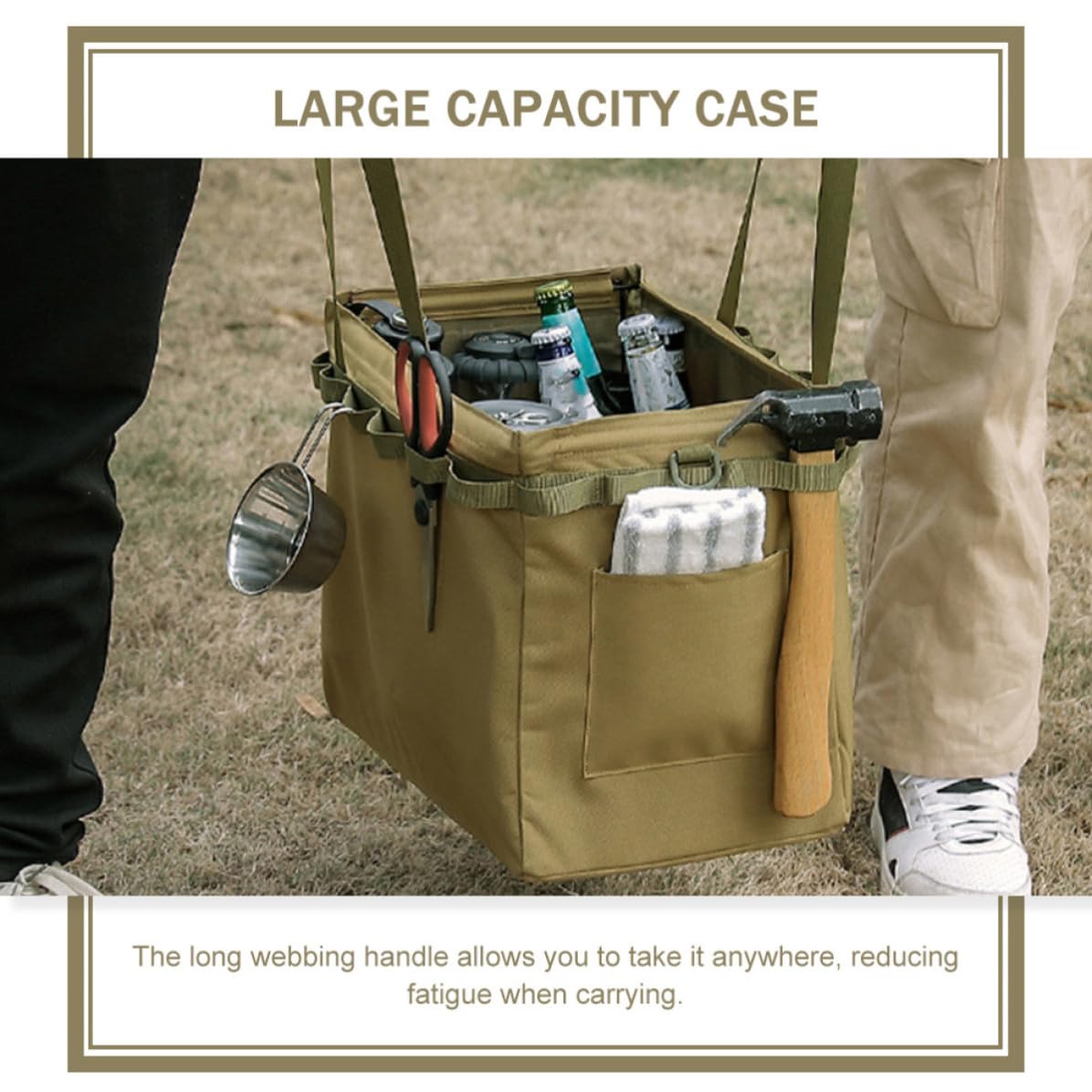 Bolsa Plegable de Almacenamiento para Camping, Gran Capacidad Khaki