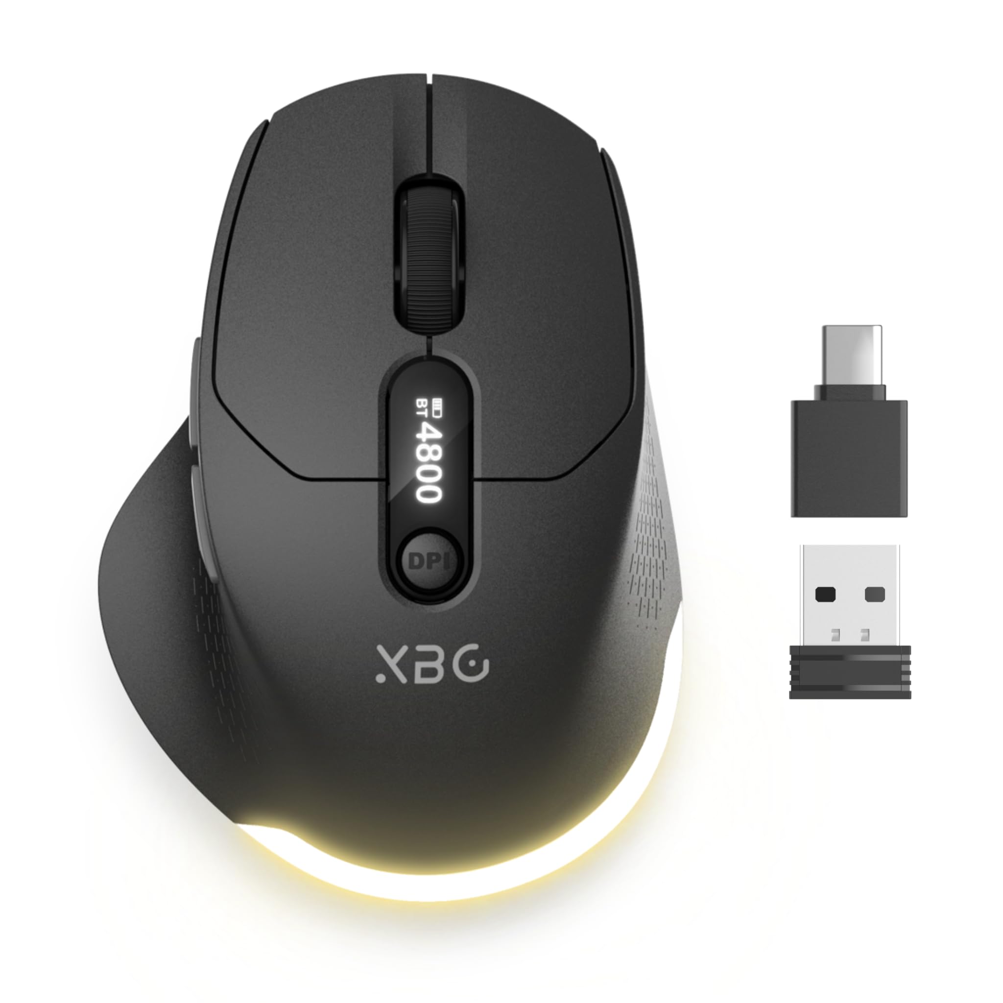 XBG B18Pro Tri-Mode Wireless Bluetooth Mouse with LED Display for Laptop