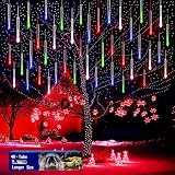 Purtuemy Meteor Shower Lights Outdoor: 40 Tube(Equivalent to 5 Sets of 8-Tubes) Christmas Lights - Waterproof Christmas Halloween Decorations for Yard Outside Tree Roof, Multicolor