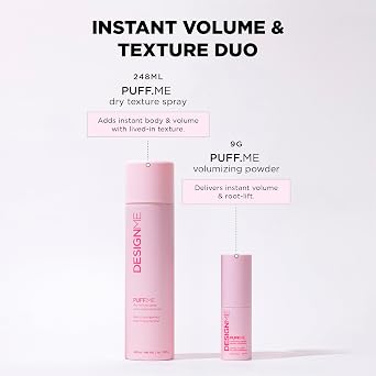 Design.Me PUFF.ME Hair Volumizing Powder & Dry Texture Spray Bundle | Texture Spray for Women | Root Lift | Instant Volume| Color-Safe Hair Styling Duo