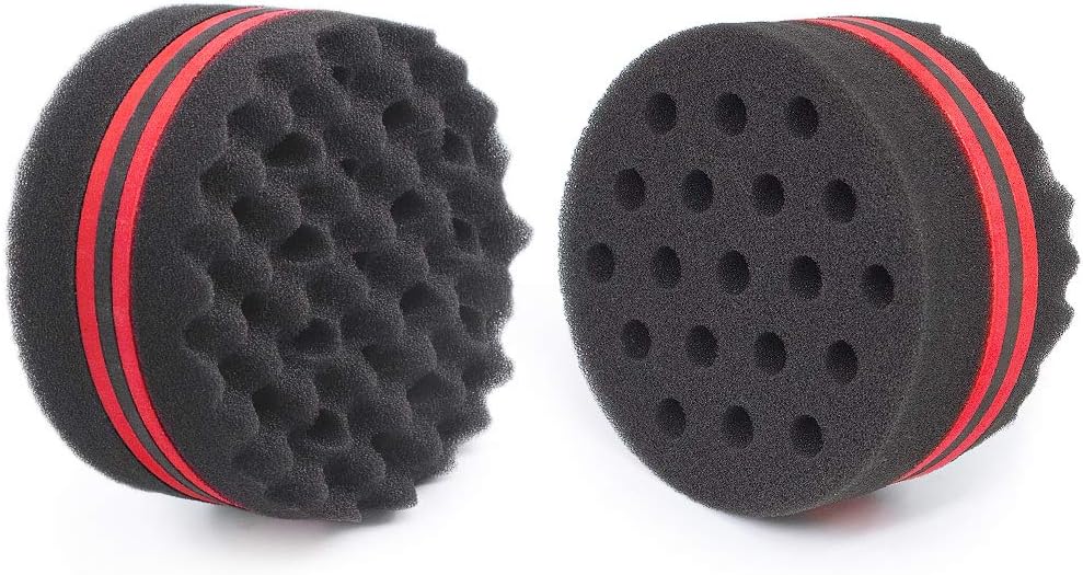 Small Hole Hair Sponge Brush for Twists Dreads Natural Hair Afro Curl Barber 2 PCS