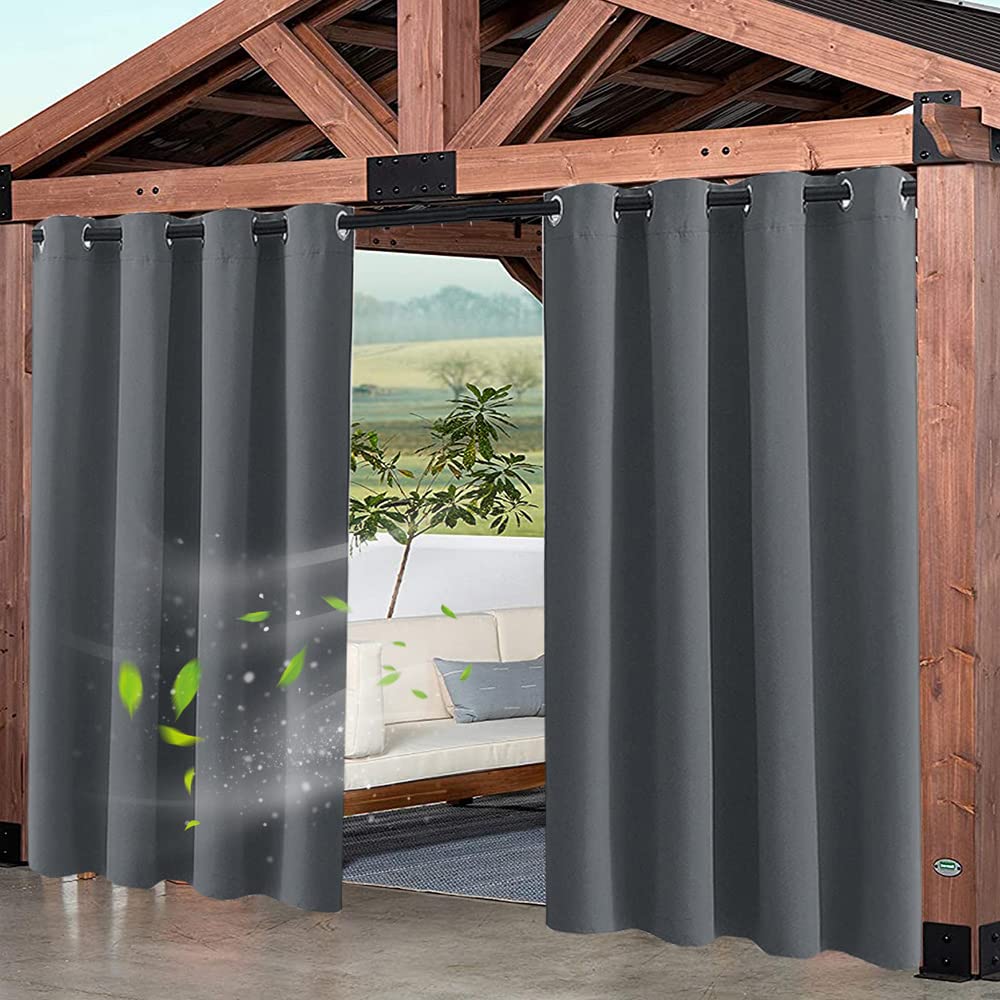 XUIAQZW Outdoor Curtains Waterproof - Privacy Curtain Blackout Pergola Shade Blind Curtains 90x265(BxH) cm with Stainless Steel Grommet, Windproof Drapery for Open-air Dining Thermal Insulated Drapes