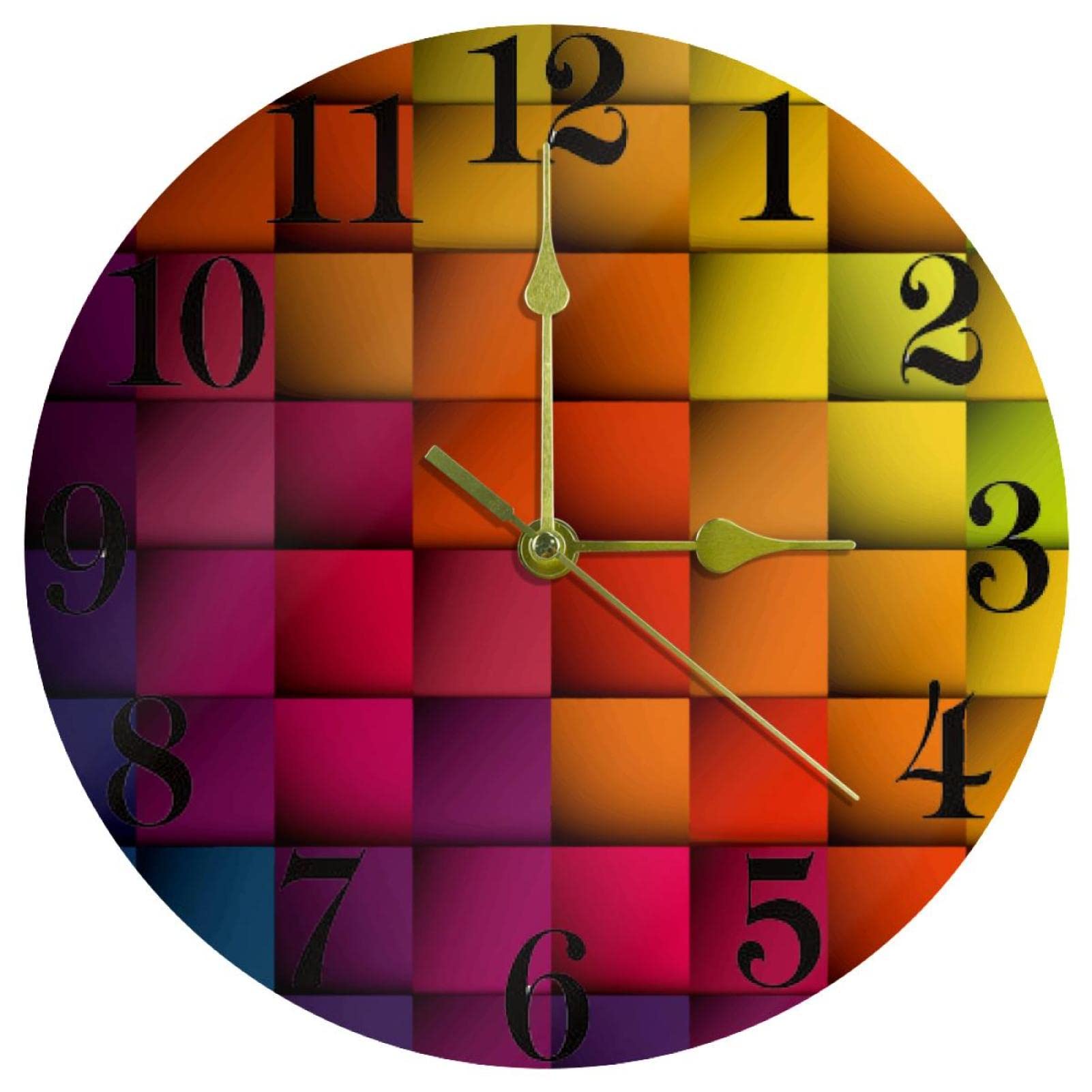 Horloge murale ronde à quartz de 25,4 cm silencieuse orange