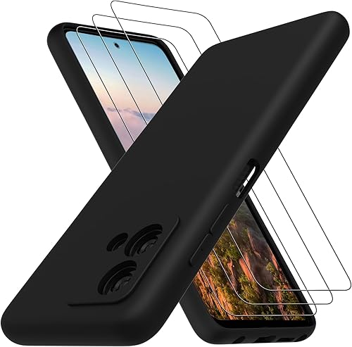 Miniatura 1 de Funda para Motorola Moto G Stylus 5G (2023) con 3 protectores de pantalla de vidrio templado, TPU de silicona líquida suave con forro de microfibra,