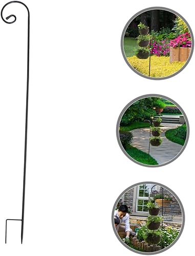 Miniatura 9 de GANAZONO Gancho de pastor de hierro forjado para comedero de pájaros para cerca, comedero de pájaros al aire libre, macetas para cerca, gancho de