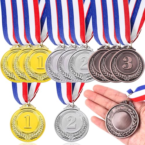 Shindel 12PCS Winner Award Medals 1st 2nd 3rd (Gold Silver Bronze) Metal Medals for Sports Competitions Party Spelling Bees Olympic Style 2 Inches