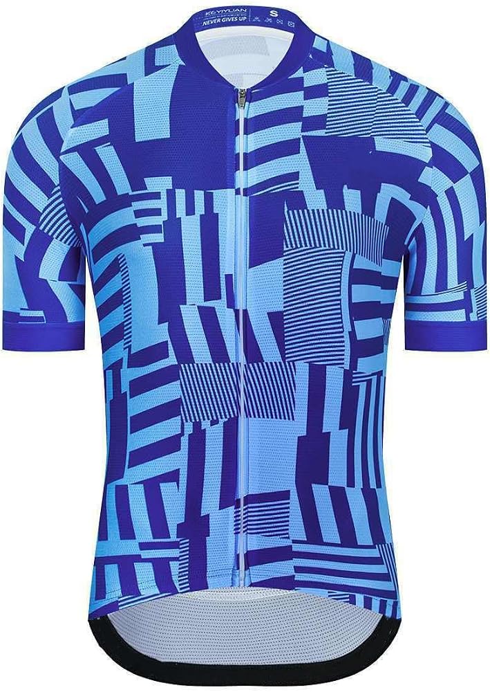 Hixingo Blau Radtrikot Herren Kurzarm,Sommer Rennrad Trikot Durchgehender Reißverschluss mit 3 Taschen,Kurzes T-Shirt,Fahhradtrikot MTB Trikot Kurzarm 