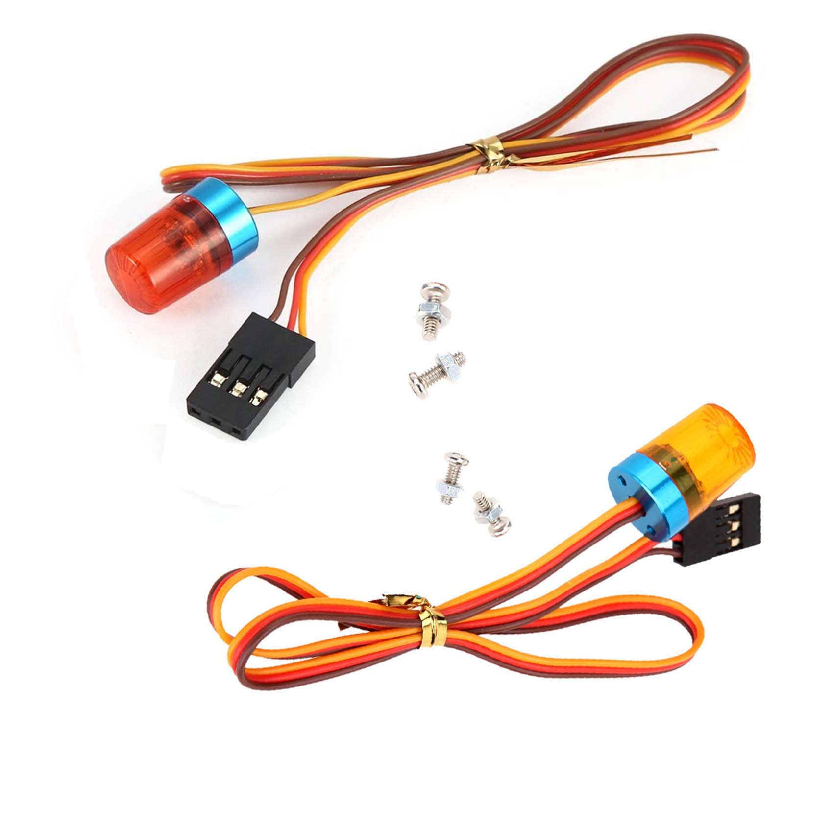 LAFEINA LED Strobing Rotating Flashing Light 9x15mm Lamp for RC Model Police Firefighting Ambulance Car Truck Lighting (2 Pack, Red & Yellow)