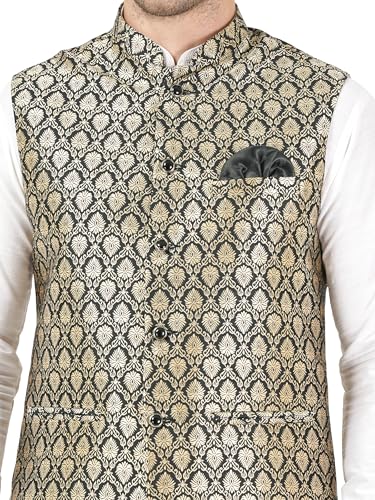 Image of Badoliya & Sons Men's Brocade Zari Nehru Jacket /Waist Coat