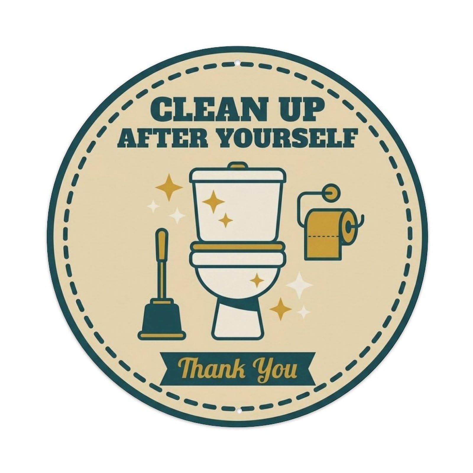 Olhnbad Style Clean Up After Yourself Toilet Quote Cartoon Bowl Metal Tin Sign