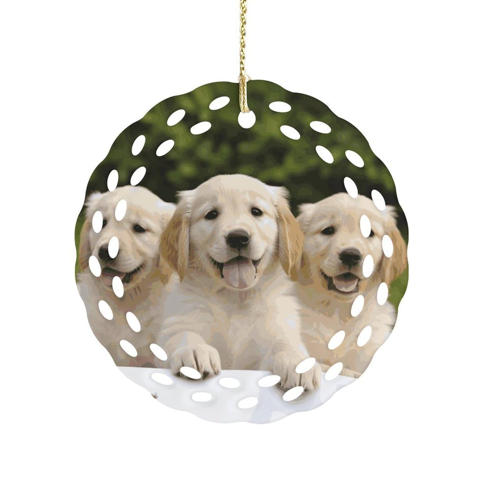 Fekiloot Women's Style Golden Retriever Puppies Ceramic Ornaments 3 Inch Round,Holiday Keepsake For ,Girls,Pet Owners,Hanging Ornament Gifts Idea For Home