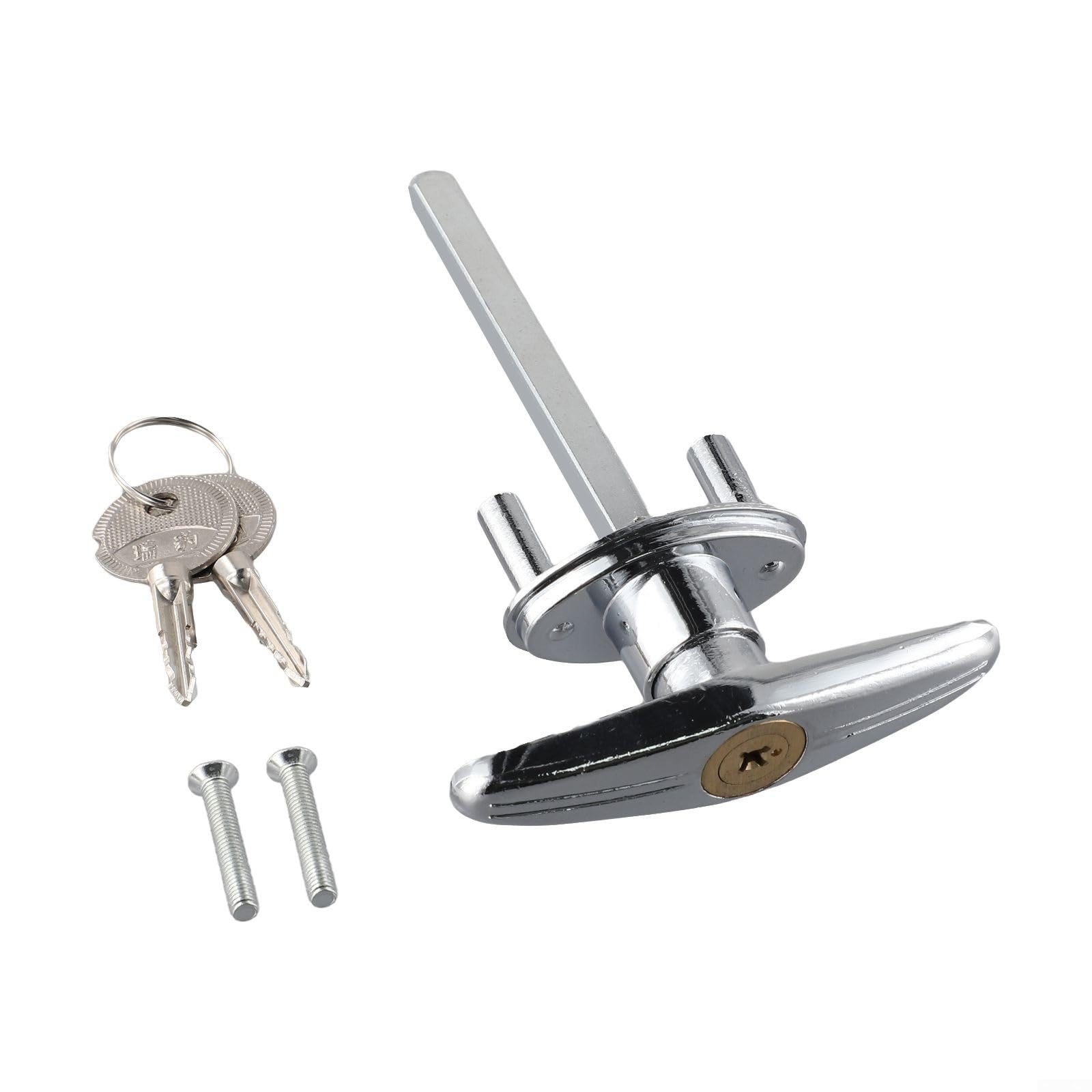 T Lock Griff Garagentorschloss für Wohnwagen und Wohnmobile, Zinklegierungsmaterial, wetterbeständig und rostfrei, mit 2 Schlüsseln (Schloss + 2 Schlüssel)