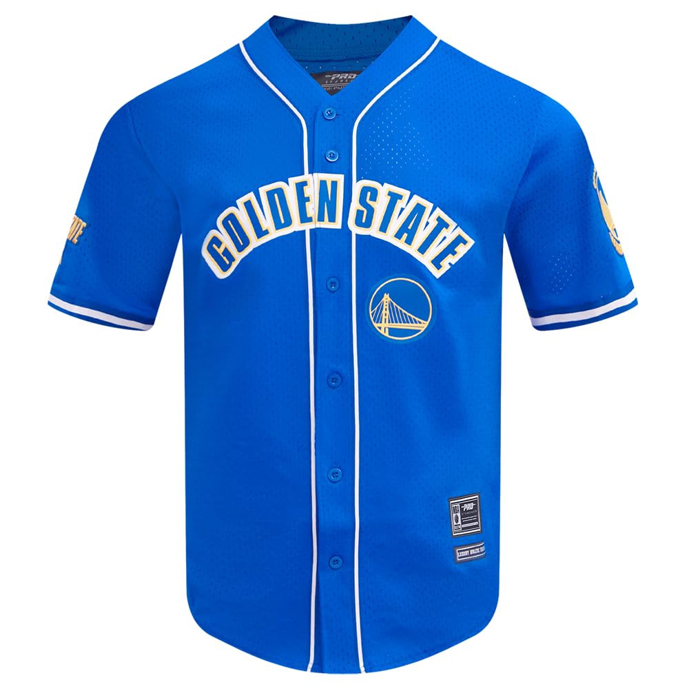 Pro Standard Mens NBA Golden State Warriors Mesh Button Down Mesh Top Royal Blue S โ image 1