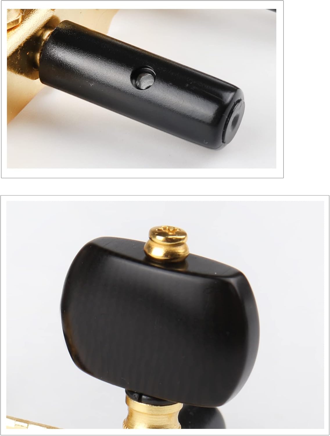 Mr.Power Guitar Tuners Machine Heads 3+3 Set Tuning Keys String Pegs for Classical Guitar (Short Gold, Black Button)