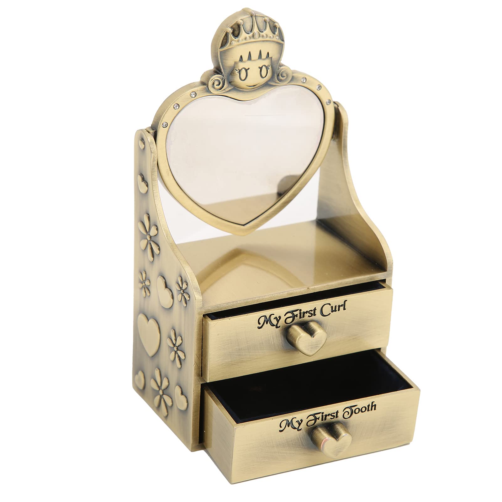 Scatola dei ricordi per bambini Carino Resistenza Durabilità Aspetto alla moda Fatina dei denti Regali per ragazze e ragazzi (Antique Brass Color)