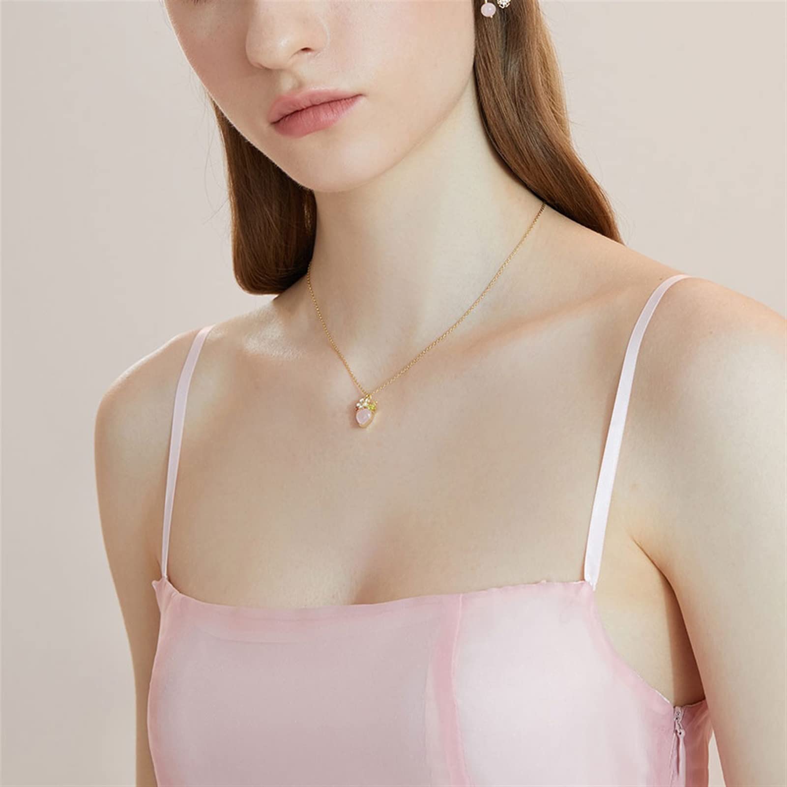 Collar Creativo Serie Fresa Collar De Plata 925 Mujeres Dulces Cadenas De Clavícula para Mujer Decoraciones para El Cuello De Verano Collar para Mujer