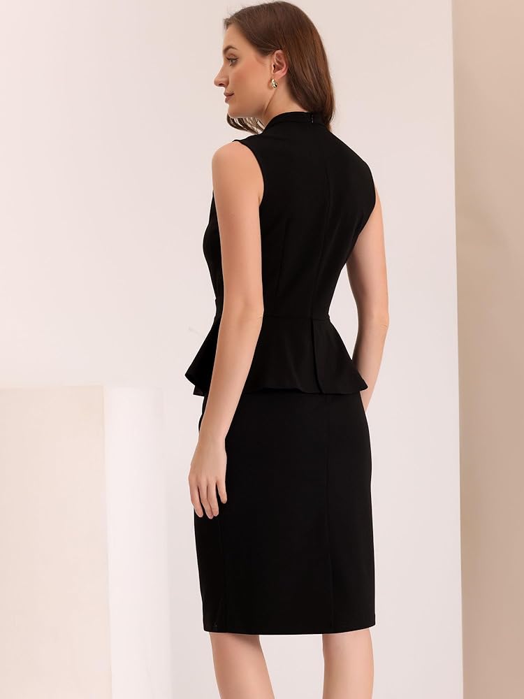 Allegra K Business Pencil Dress for Women's Sleeveless Work Knee