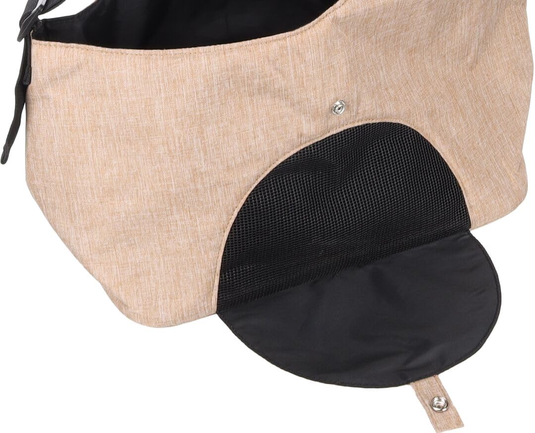 Hunderucksack - Bauchtrage Kanga Beige – 44x20x20cm – Polyester – Top-Öffnung – Abnehmbarer Boden – Lüftungsnetz – Schulterriemen – Sicherheitsleine – Reißverschlusstasche