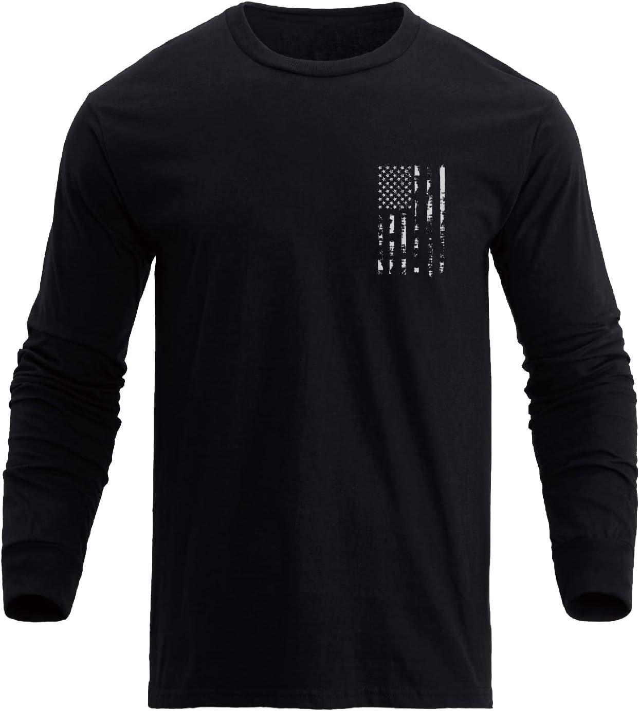 H HYFOL Men's Graphic T-Shirts USA Flag Cotton Long Sleeve American Patriotic Crewneck Regular Tee Shirts - Image 3