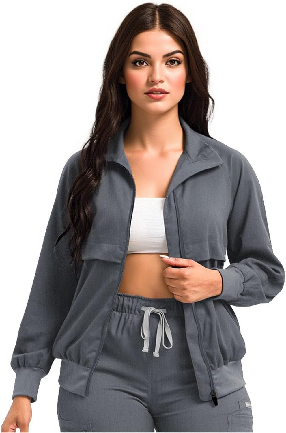Scrub Jackets long Sleeve Medical Scrub Jackets Soft stretch nurse jacket with side pockets for Unisex Workwear