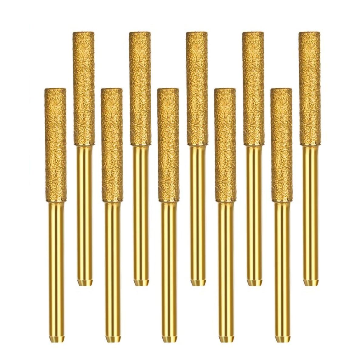 Titanium-Coated Diamond Grinding Heads for Chainsaw Chains - 4.0mm, 10-Pack