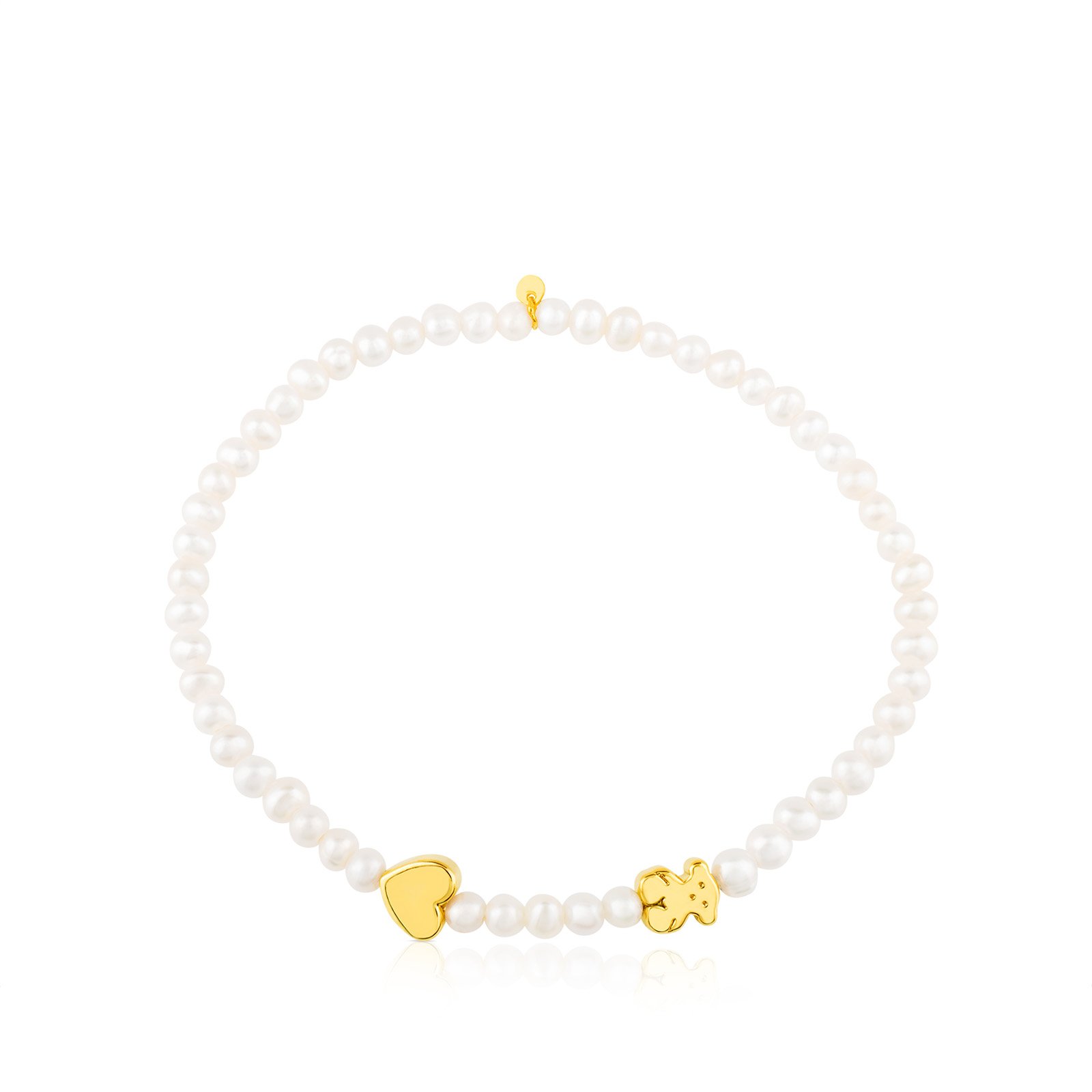 Pulsera elástica TOUS Sweet Dolls XXS en oro amarillo de 18kt y perlas cultivadas de 0,3 cm