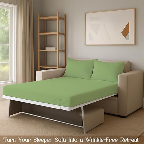 Miniatura 171 de Juego de 4 piezas para sofá cama, 100% algodón de 400 hilos, sábana bajera con bolsillos profundos, suave, sin arrugas y transpirable, calidad