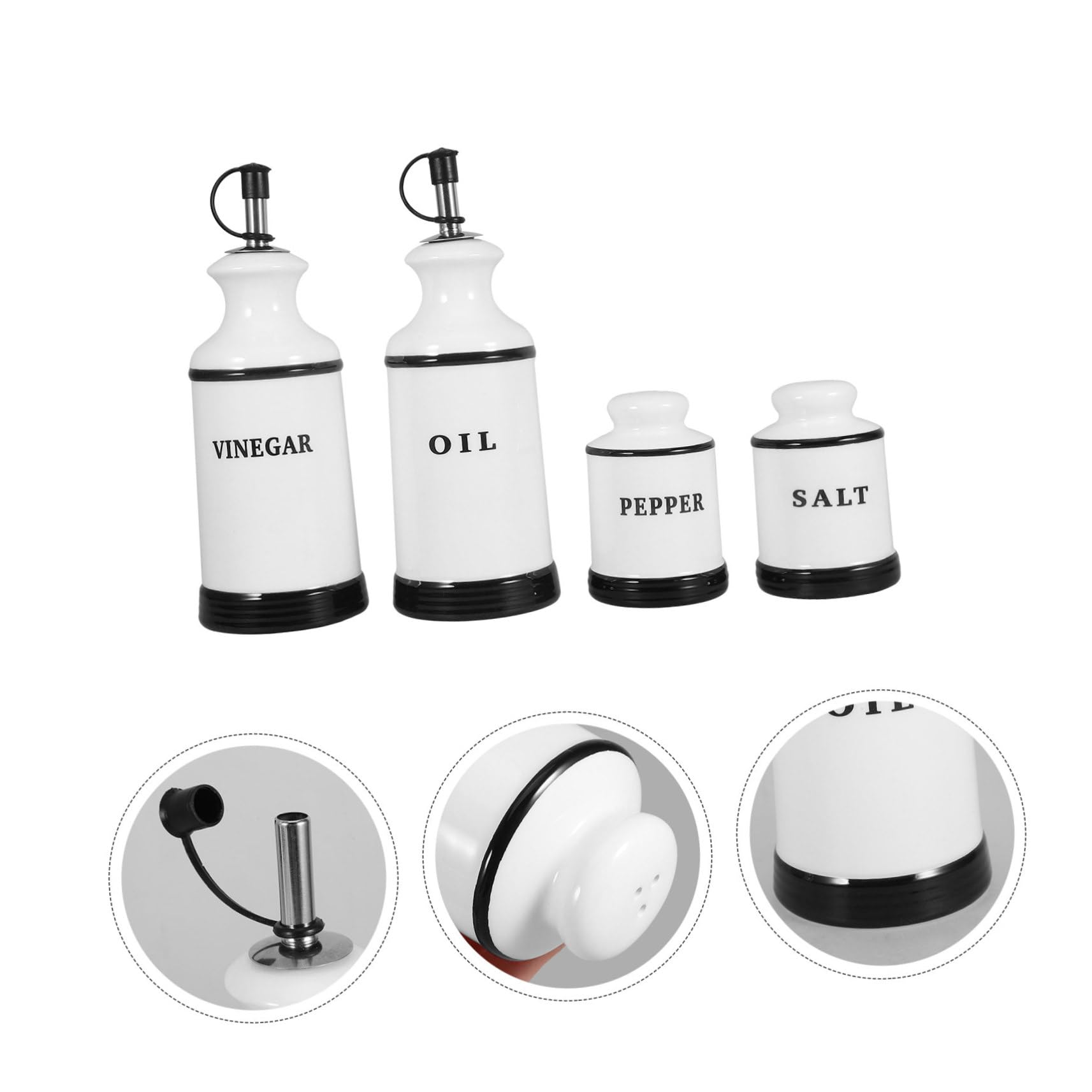 Cabilock 4piezas Frascos De Condimentos Cerámicos Dispensador De Sal y Pimienta Para Cocina Diseño Único Para Aceite y Vinagre Botella De Cerámica Para Aderezo De Ensaladas