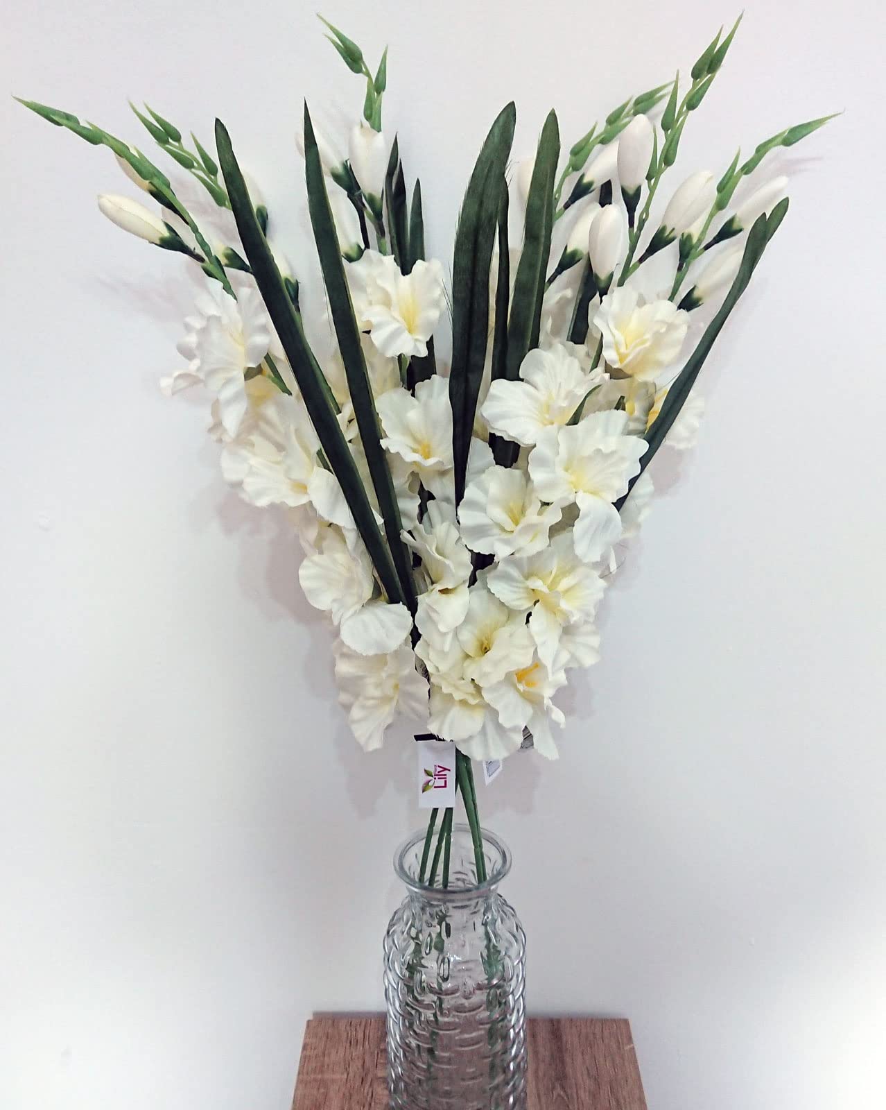 FSUK 6 x Artificial Gladioli Flower Stems - 75cm Long (Ivory)