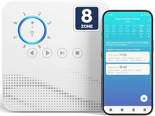 tolviviov Smart Sprinkler Controller, 8-Zone Indoor WiFi Irrigation Controller, App