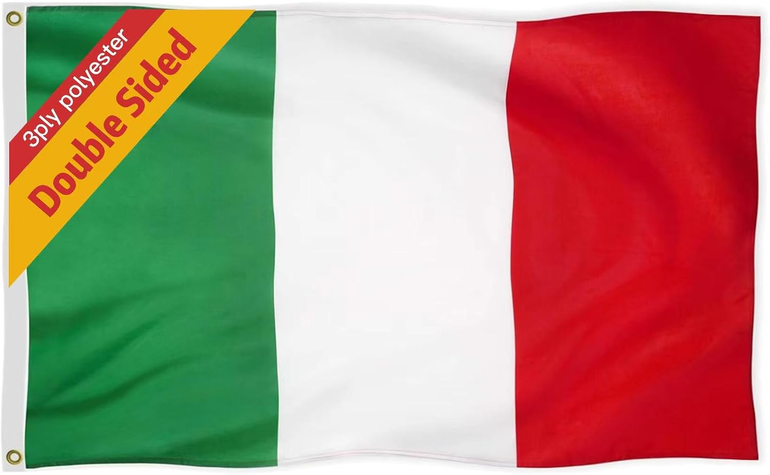 Italy Flag 6X10 FT, Outdoor Polyester Flags, Double Stitched Italian National Flags with Brass Grommets and Stronger Header. (6X10)