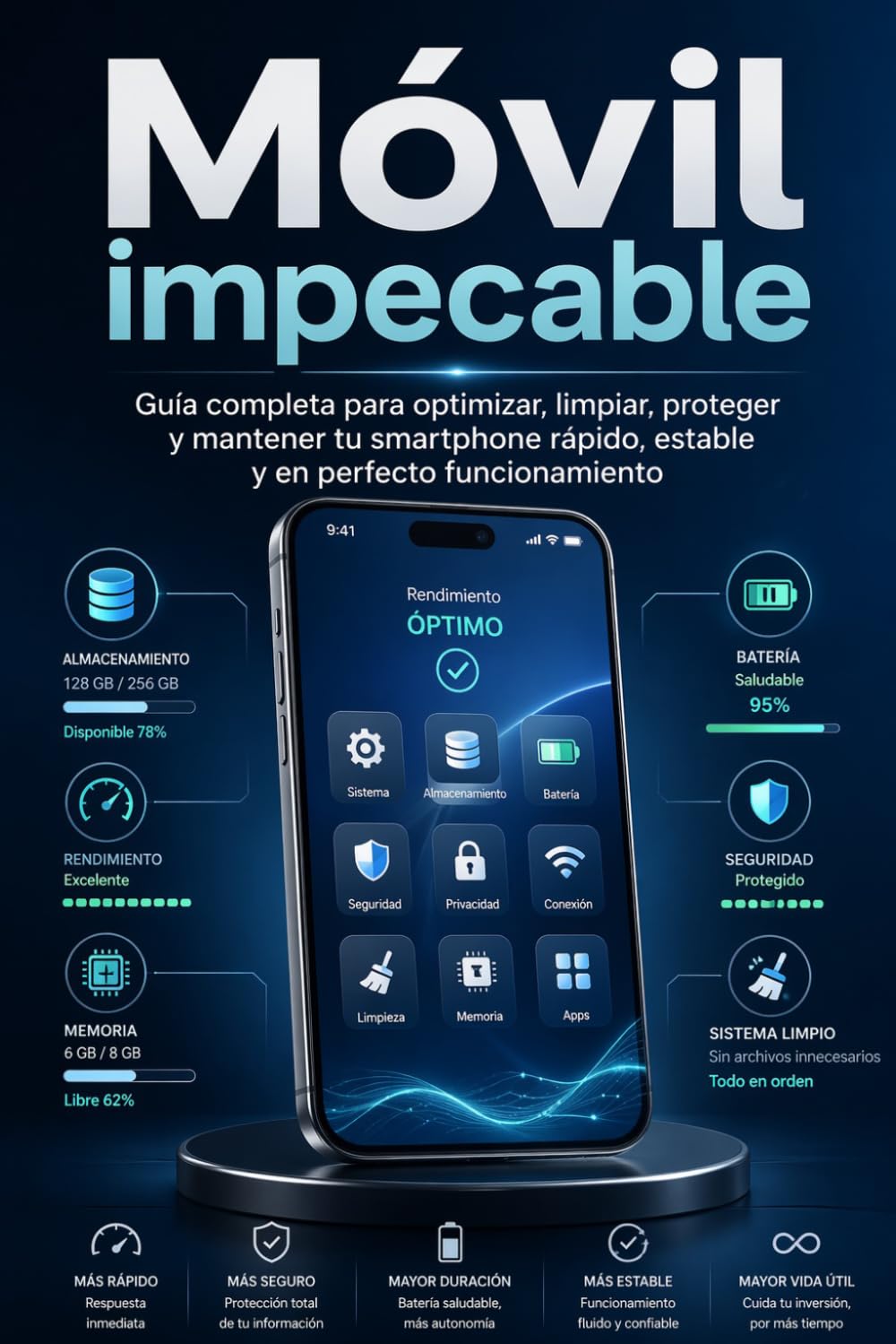 Móvil impecable: Guía completa para optimizar, limpiar, proteger y mantener tu smartphone rápido, estable y en perfecto funcionamiento