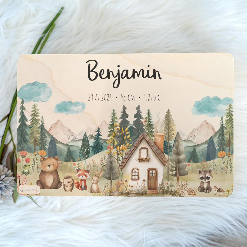 Geschenkfreude Erinnerungsbox Baby Personalisiert - 30x20x14cm - UV-Druck - tolle Baby Aufbewahrungsbox - Erinnerungskiste aus Holz - Baby Weihnachten - Nikolaus Geschenke - Geschenke zur Geburt