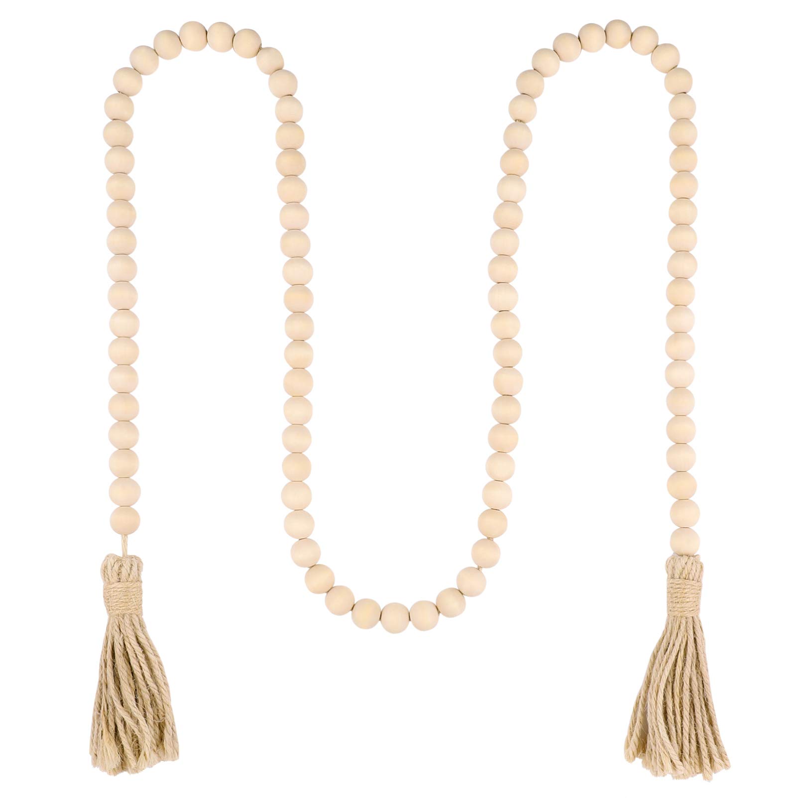 IMIKEYA Farmhouse Rustic Country Beads with Wood Bead Garland with Tassels Natural Wooden Bead Garland Home Decor Tassels Farmhouse Beads Prayer Beads Bamboo Tassel Beads Scattered Beads