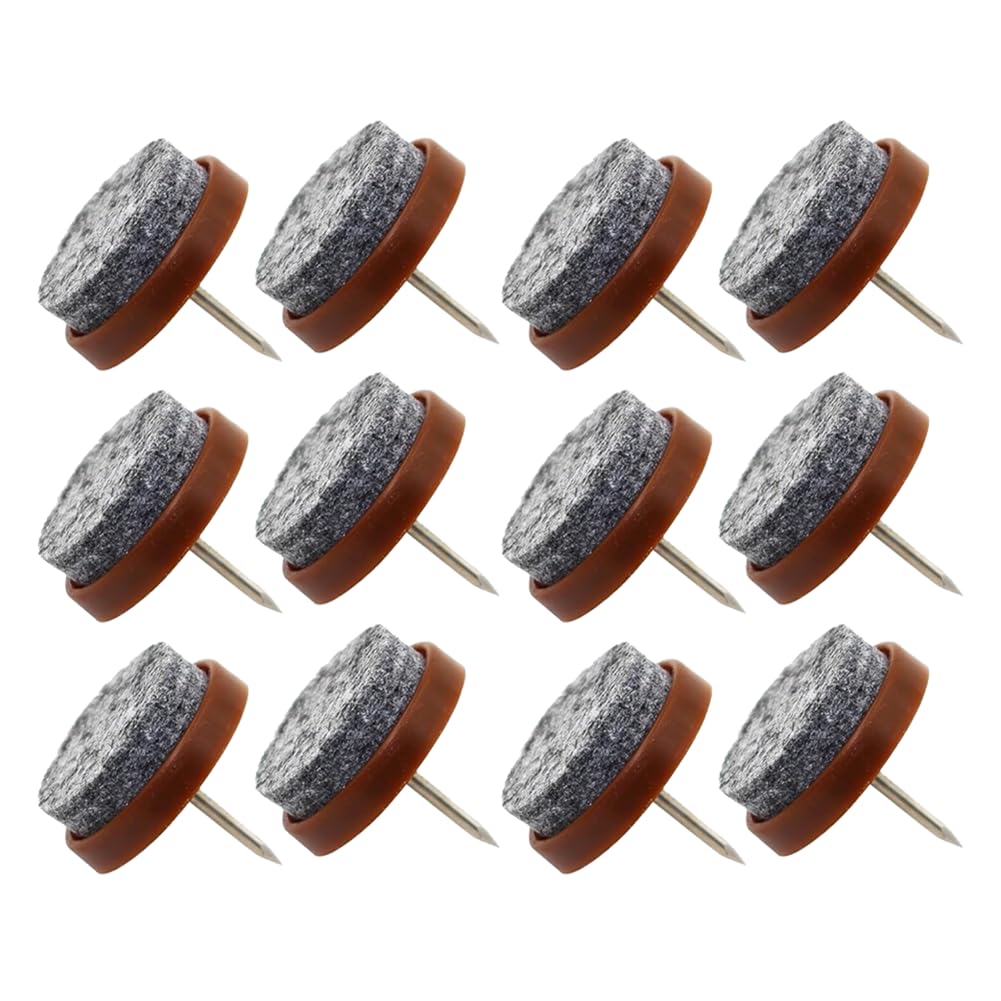 Nailed to The Felt mat 12 PCS - 24 mm/0.95 inch Felt Furniture Pads - Brown. Chair