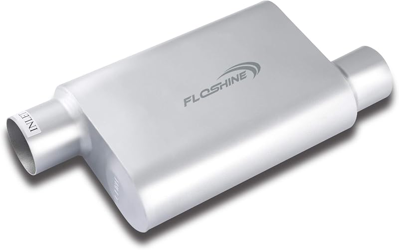 Silenciador de escapamento Floshine 2 câmaras com entrada e saída offset de 7,62 cm – 1 unidade