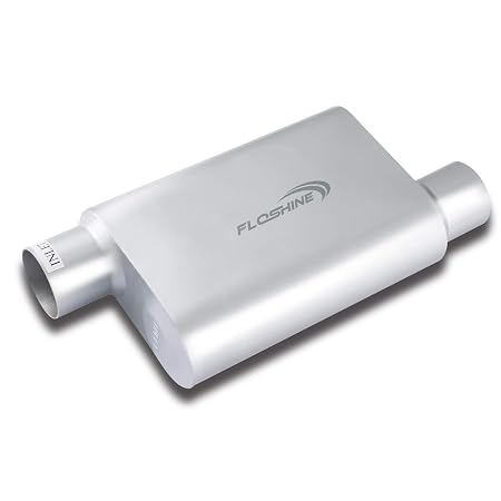 Floshine Exhaust Mufflers, Universal Performance Exhaust Street Muffler, Aluminized Steel Universal 3