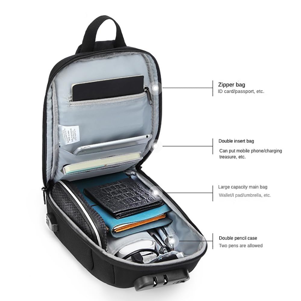 Stoßfester Schulter-/Brustrucksack, Tragetasche, kompatibel mit MSI Claw A1M 17,8 cm / MSI Claw 8 Ai+, Schwarz