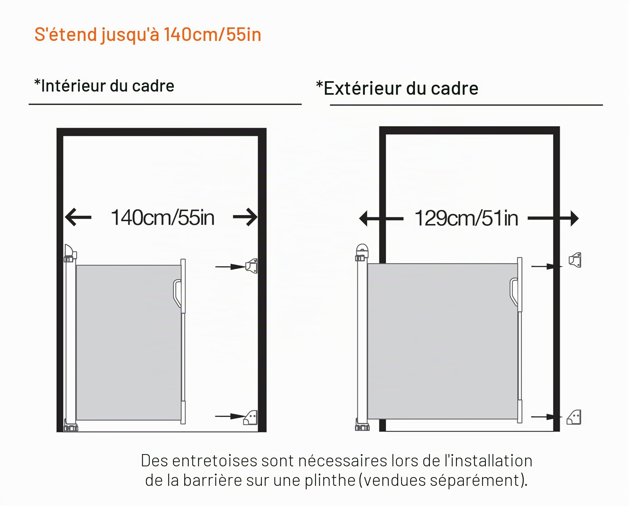 Dreambaby Barrière de sécurité rétractable pour bébé – Extra Large et Haute en Maille – Convient jusqu'à 140 cm de Large et 93 cm de Haut – avec 2 Jeux de Supports de Montage (Inclus) (Blanc)