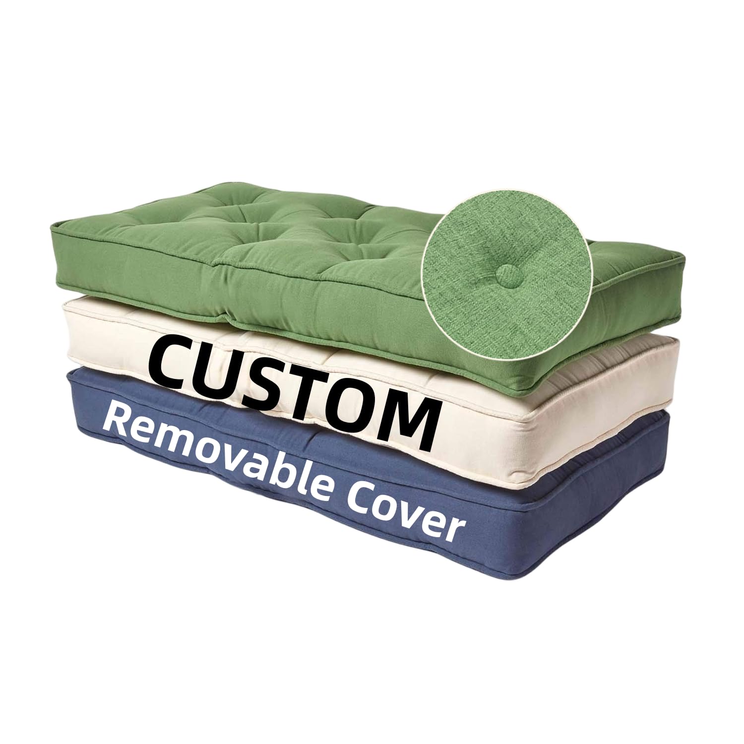 Coussin de banc tufté haut de gamme en mousse surrembourrée et sur mesure