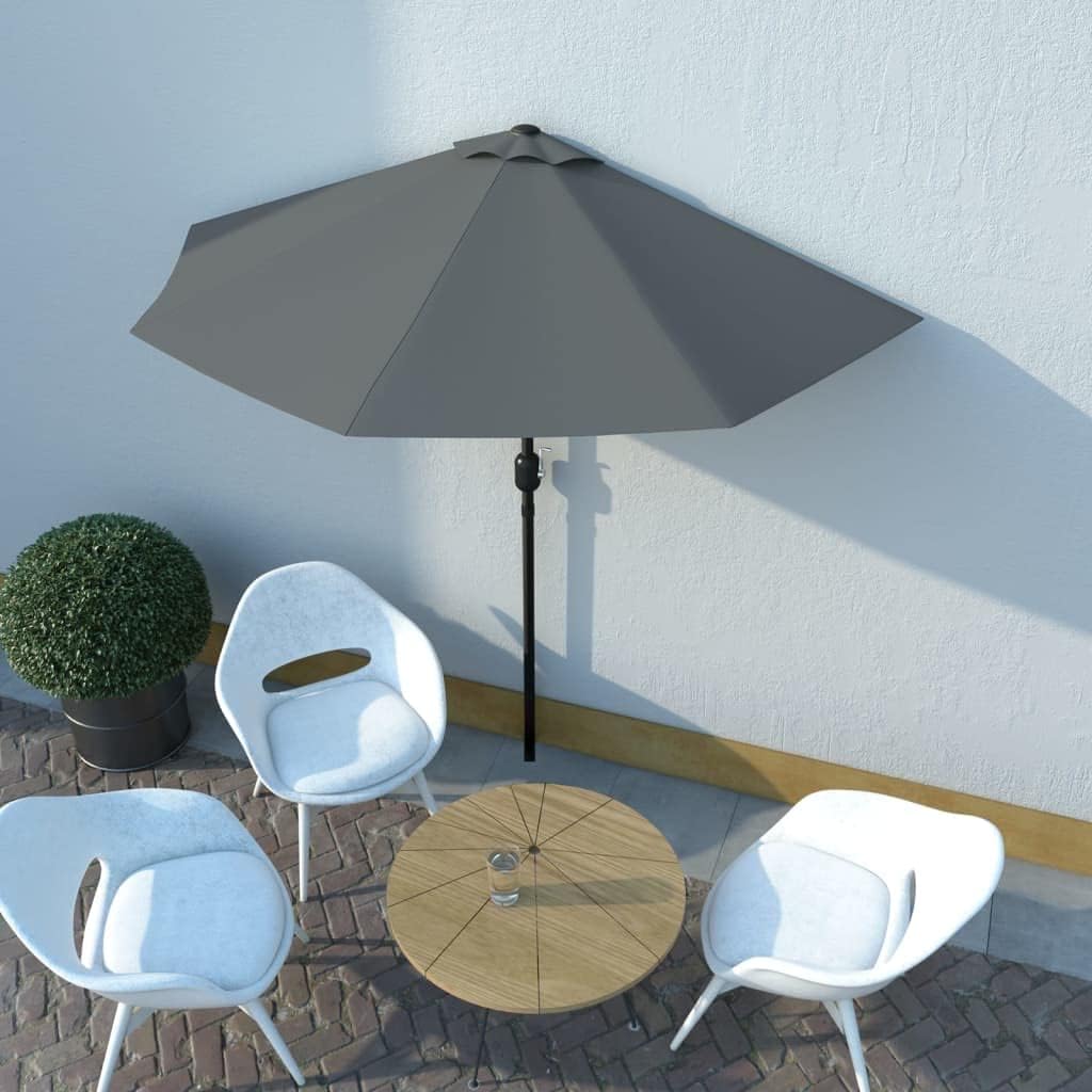 Garden parasols Balcony Parasol with Aluminium Pole Half Patio Umbrella Canopy Shade Outdoor parasols